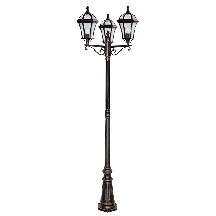 Searchlight 1569-3 Capri Outdoor Post - Rustic Brown Metal & Glass