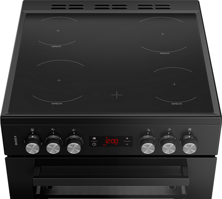 Beko EDC634K 60cm Double Oven Electric Cooker with Ceramic Hob - Black