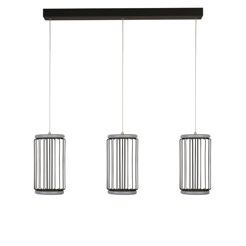 Searchlight  54212-3BK Circolo 3Lt Cage Bar Pendant - Black Metal & White Silicon