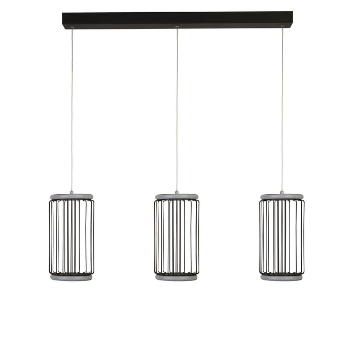 Searchlight  54212-3BK Circolo 3Lt Cage Bar Pendant - Black Metal & White Silicon