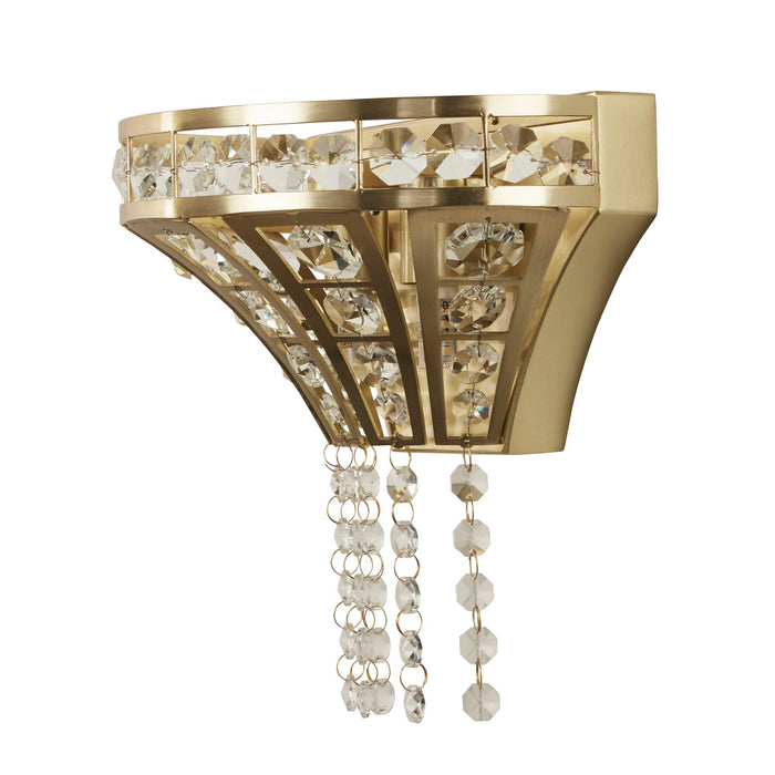 Searchlight  68510-2SB Gemma 2Lt Wall Light - Satin Brass & Clear Crystal