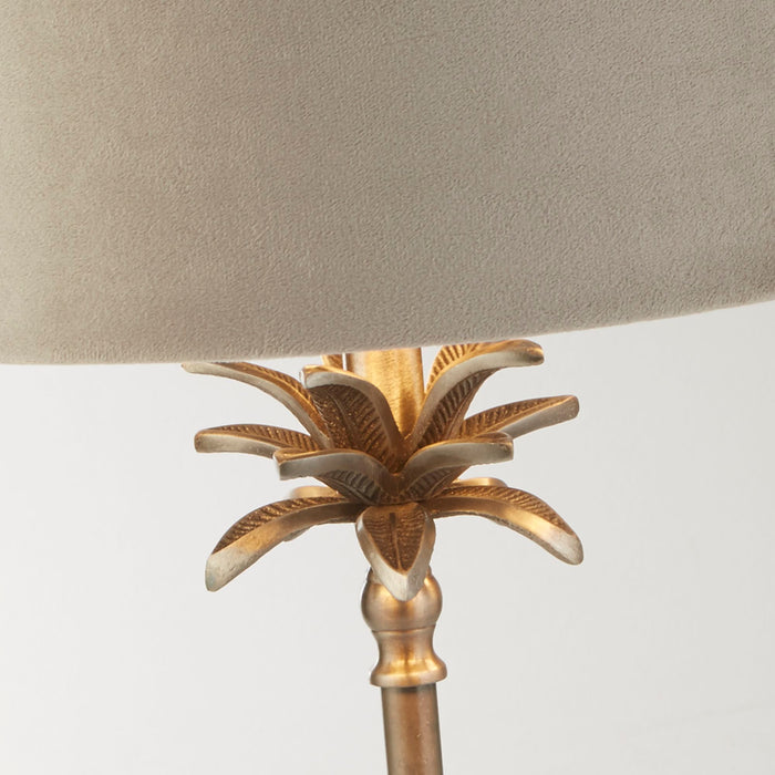 Searchlight  81210TA Palm Table Lamp - Antique Nickel Metal & Taupe Velvet Shade