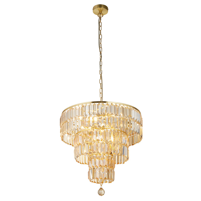 Searchlight  1375-5SB Empire 5Lt Pendant - Satin Brass Metal & Champagne Glass