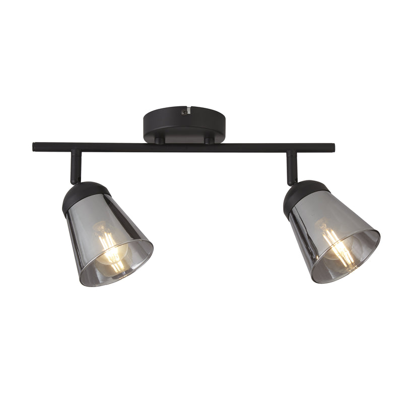 Searchlight  61170-2SM Mega 2Lt Spotlight - Black Metal & Smoked Glass