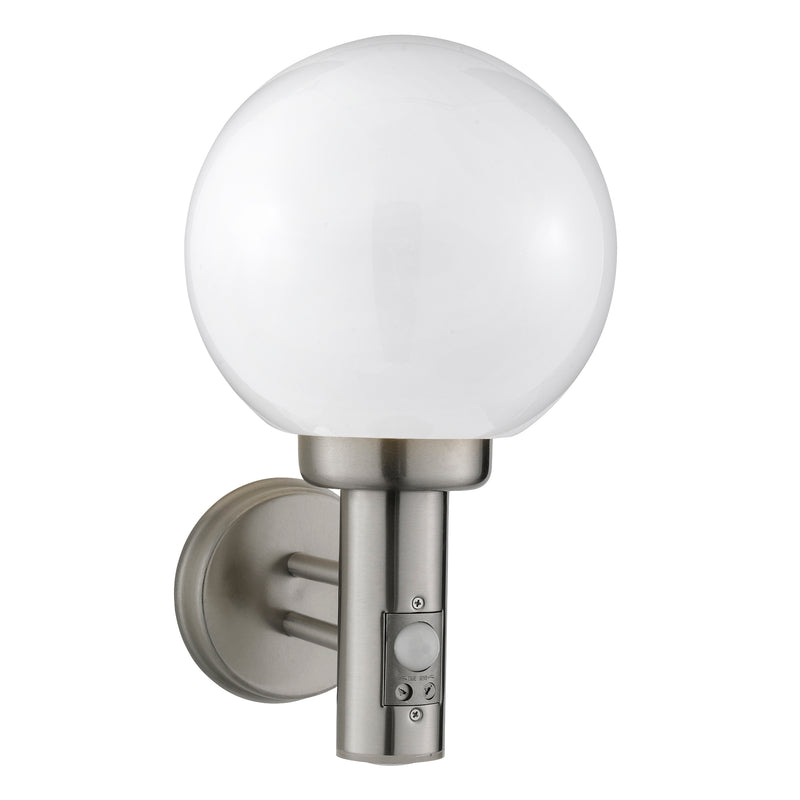 Searchlight  085 Orb Lantern Outdoor Wall Light- Stainless Steel, White Shade