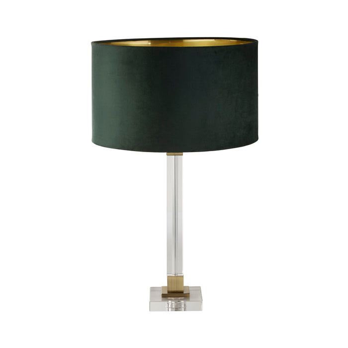 Searchlight  67522GR Scarborough Table Lamp - Crystal, Brass Metal & Green Velvet