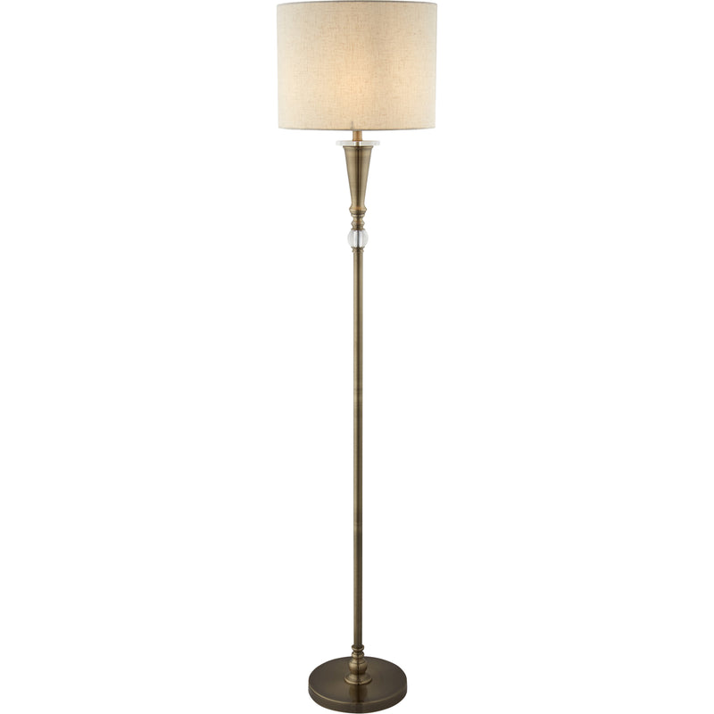 Searchlight  1012AB Oscar Floor Lamp - Antique Brass Metal & Linen