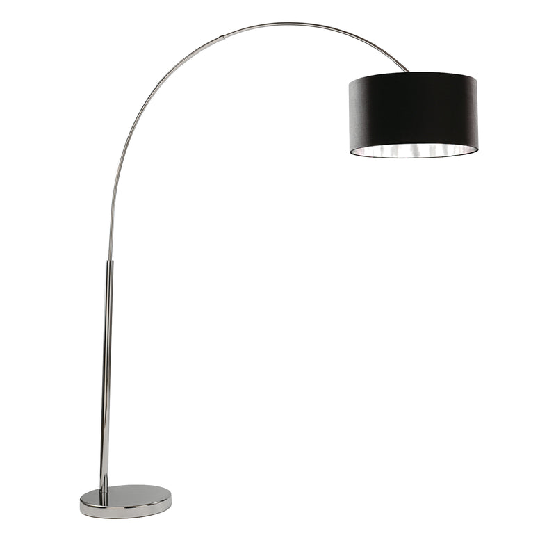Searchlight  1013CC Giant Arc Floor Lamp - Chrome Metal & Black Fabric Shade