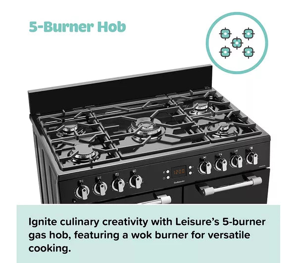 LEISURE CK90F530X 90 cm Dual Fuel Range Cooker - Stainless Steel & Chrome - Bonus Superstore