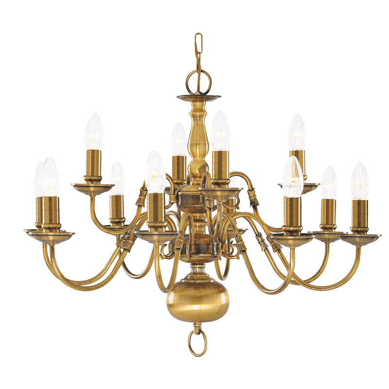 Searchlight  1019-12AB Flemish 12Lt Pendant - Solid Brass Metal