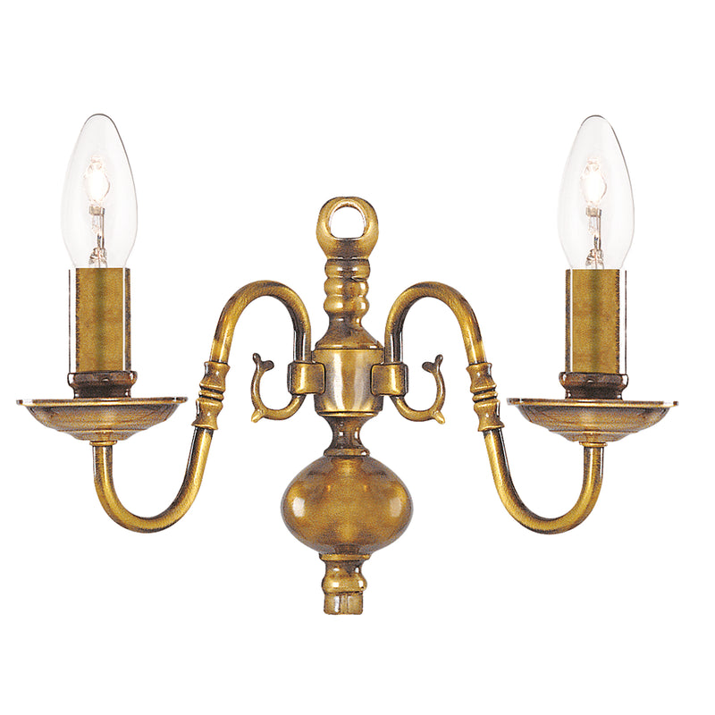 Searchlight  1019-2AB Flemish 2Lt Wall Light - Solid Brass Metal
