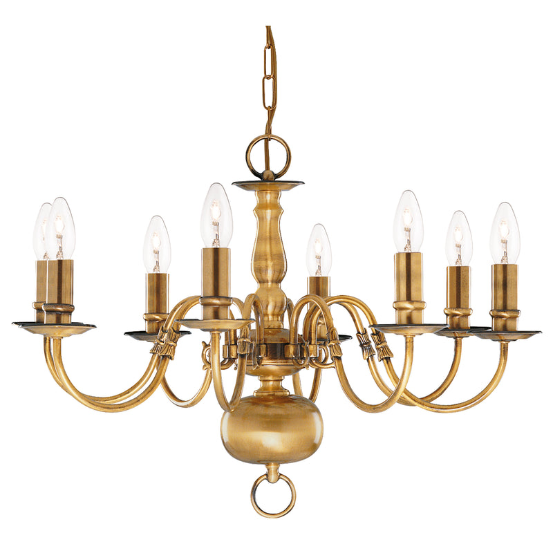 Searchlight  1019-8AB Flemish 8Lt Pendant - Solid Brass Metal