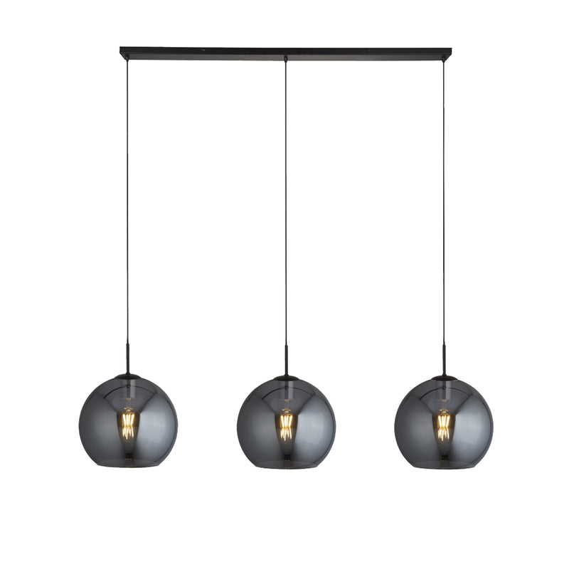 Searchlight  1023-3SM Amsterdam 3Lt Bar Pendant - Black Metal & Smoked Glass