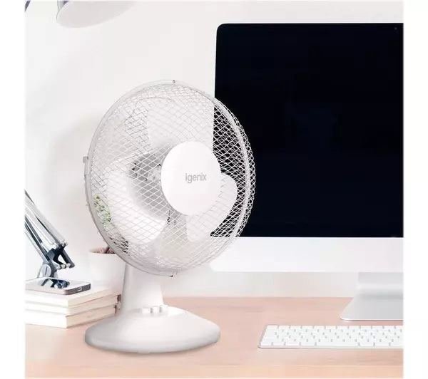 IGENIX DF9010 Portable 9" Desk Fan - White - Bonus Superstore