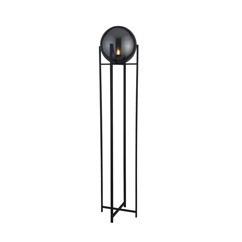 Searchlight  1030-1SM Amsterdam Floor Lamp  - Black Metal & Smoked Glass