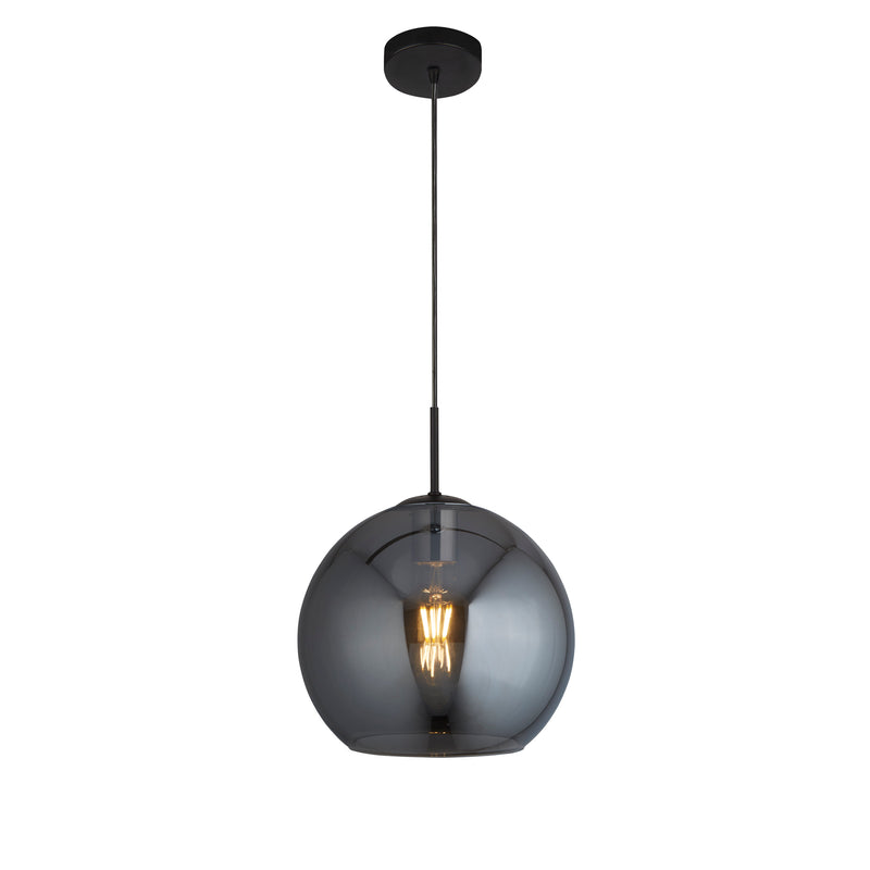 Searchlight  1031-1SM Amsterdam Pendant  - Black Metal & Smoked Glass