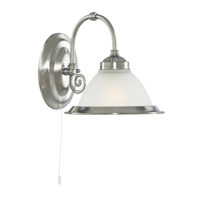 Searchlight  1041-1 American Diner Wall Light  - Satin Silver Metal & Acid Glass
