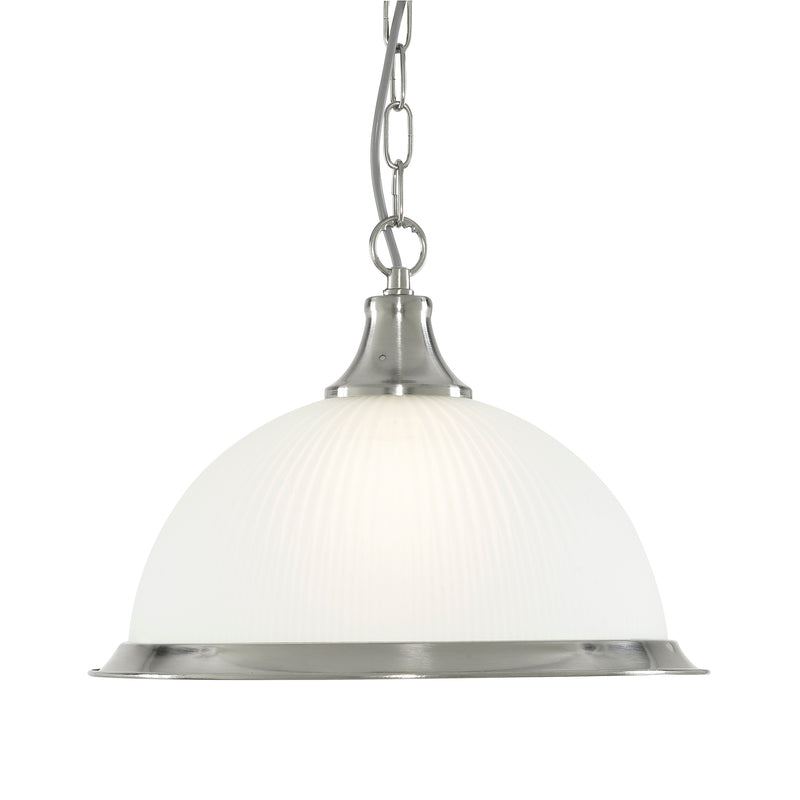 Searchlight  1044 American Diner Pendant - Silver & Acid Glass