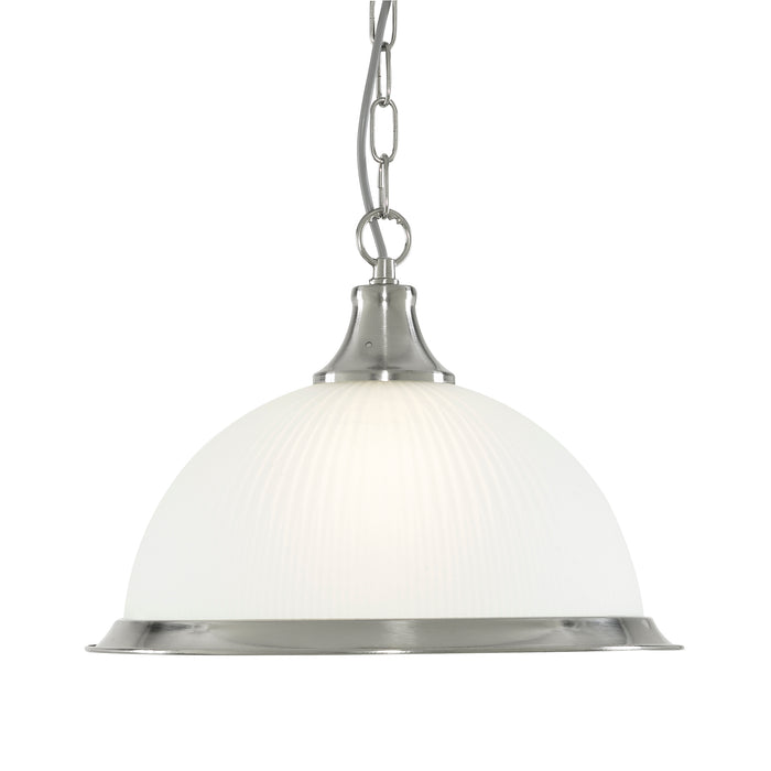 Searchlight 1044 American Diner Pendant - Silver & Acid Glass