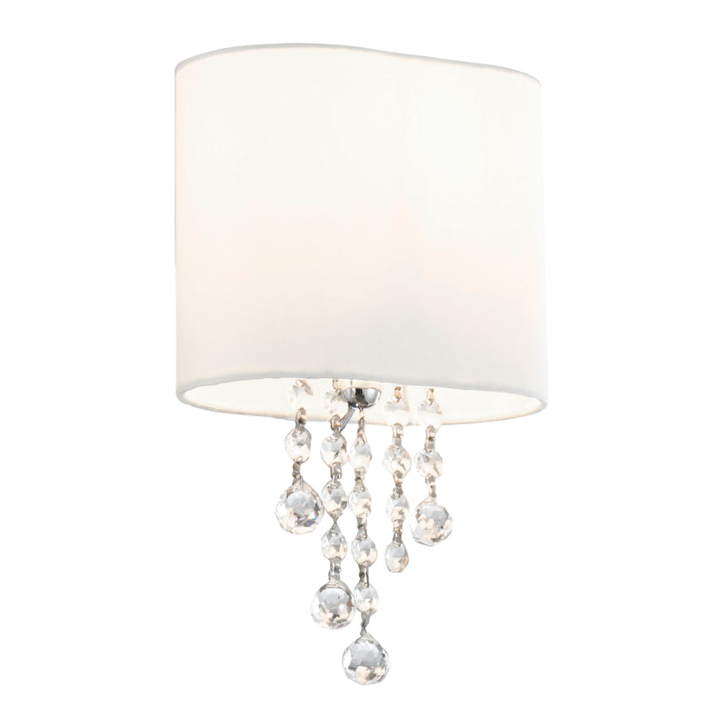 Searchlight  1051-1CC Nina Wall Light  - Chrome, Crystal & Fabric Shade - Bonus Superstore