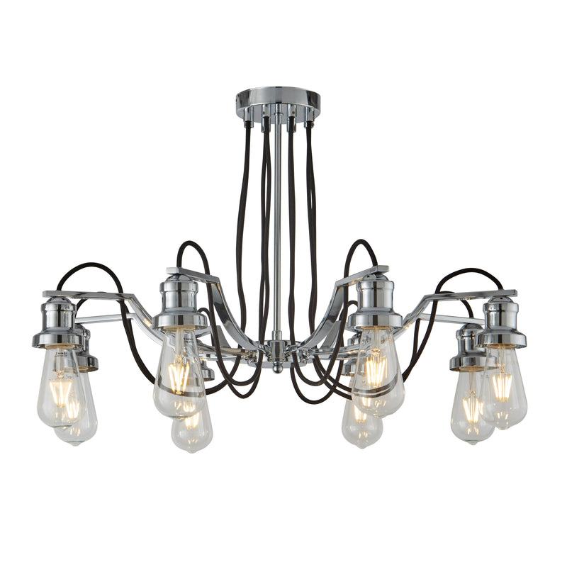 Searchlight  1068-8CC Olivia 8Lt Pendant - Chrome & Black Braided Cable