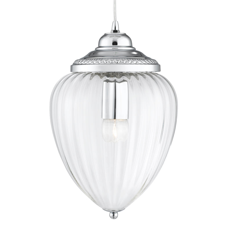 Searchlight  1091CC Moscow Pendant  - Chrome Metal & Ribbed Glass