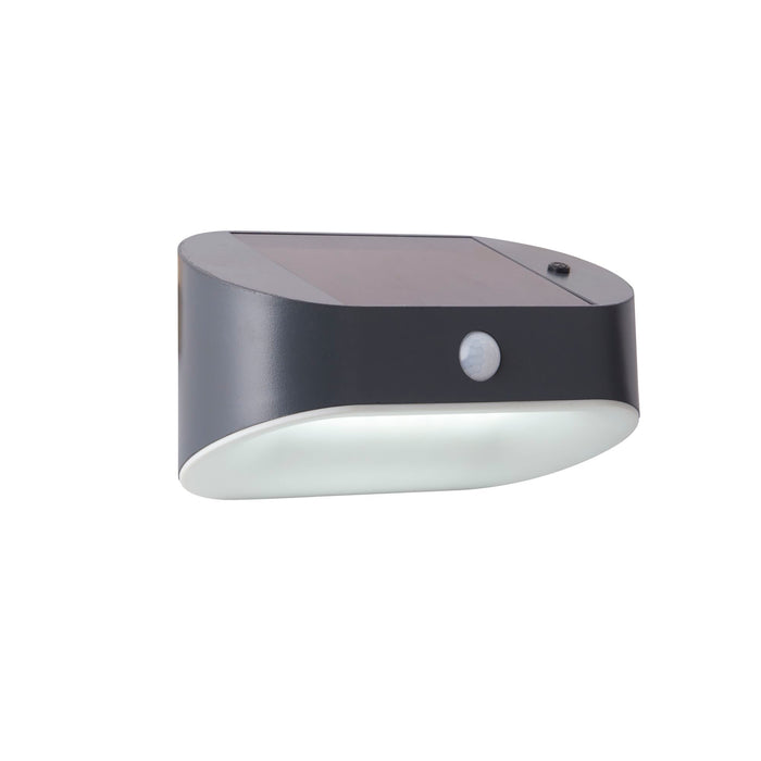 Searchlight  67421BK-PIR Solar Outdoor Wall Light - Black Metal & White Polycarbonate