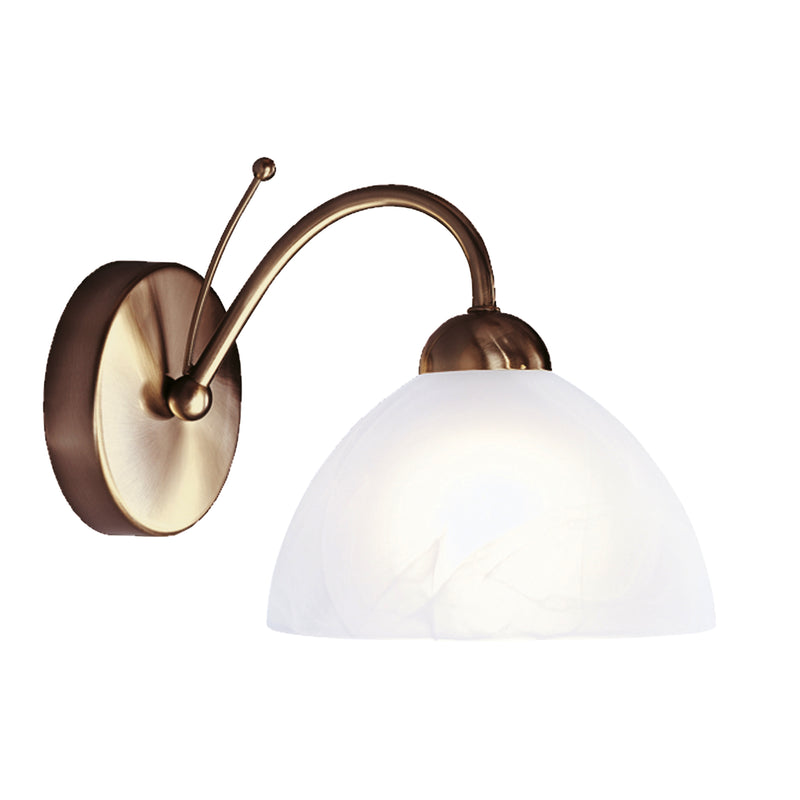 Searchlight  1131-1AB Milanese Wall Light  - Antique Brass Metal & Alabaster Glass