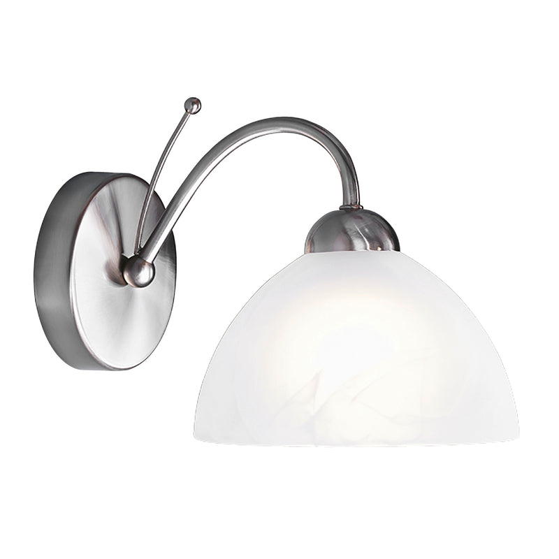 Searchlight  1131-1SS Milanese Wall Light  - Satin Silver Metal & Alabaster Glass