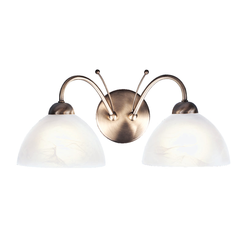 Searchlight  1132-2AB Milanese 2Lt Wall Light - Antique Brass & Alabaster Glass