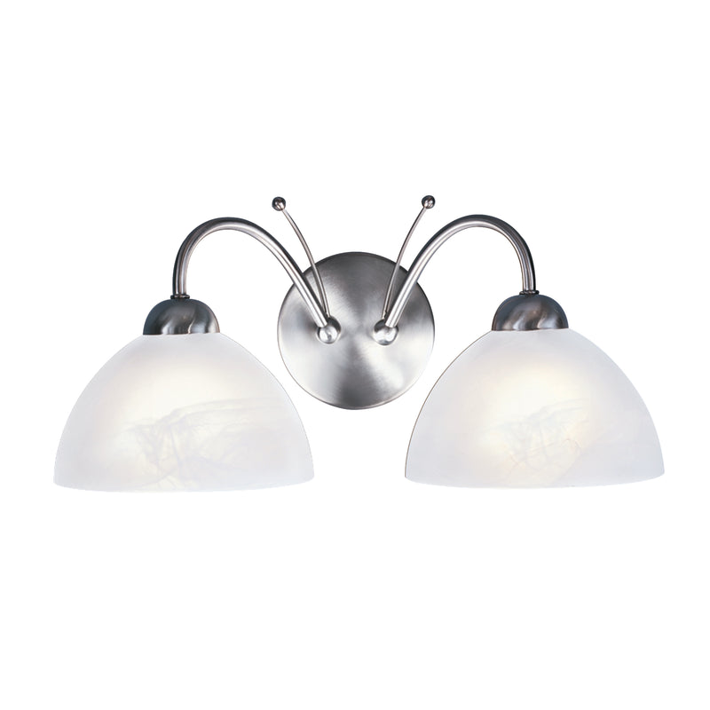 Searchlight  1132-2SS Milanese 2Lt Wall Light - Satin Silver & Alabaster Glass