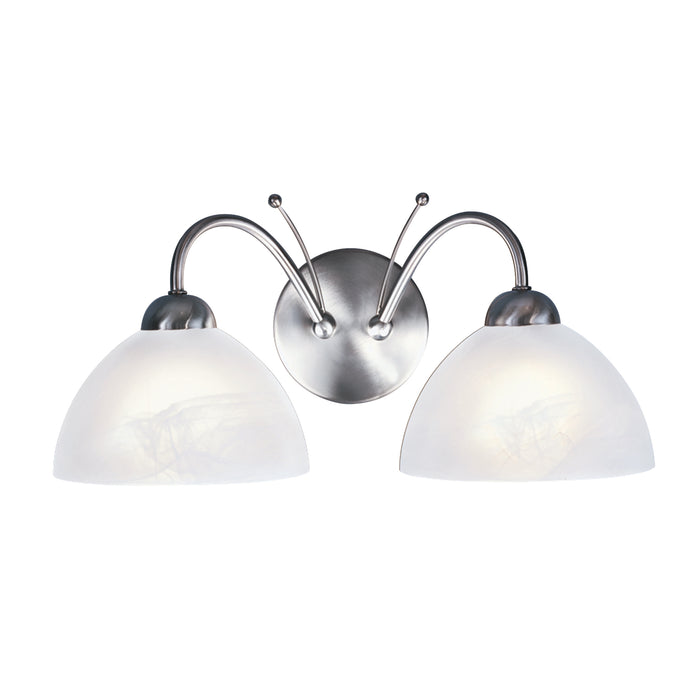 Searchlight 1132-2SS Milanese 2Lt Wall Light - Satin Silver & Alabaster Glass