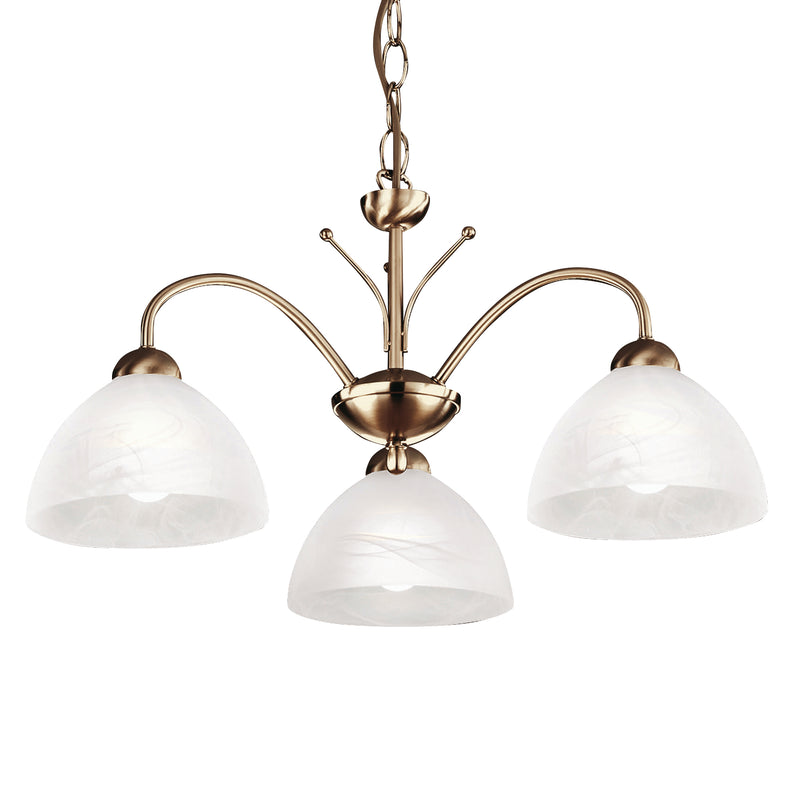 Searchlight  1133-3AB Milanese 3Lt Pendant - Antique Brass Metal & Alabaster Glass