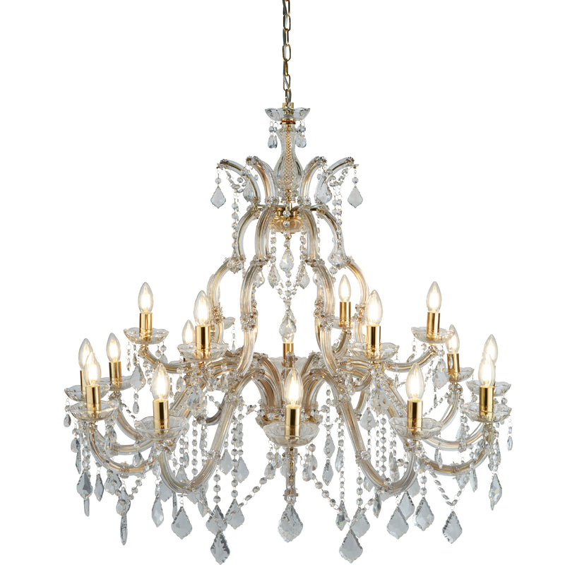 Searchlight  1214-18 Marie Therese 18Lt Chandelier-Polished Brass & Clear Crystal