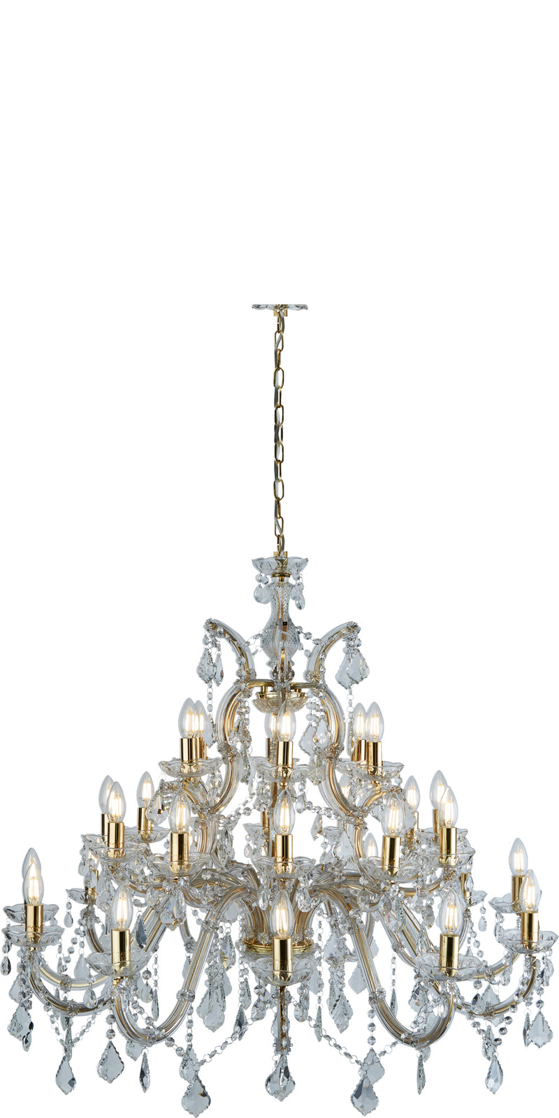 Searchlight  1214-30 Marie Therese 30Lt Chandelier-Polished Brass & Clear Crystal