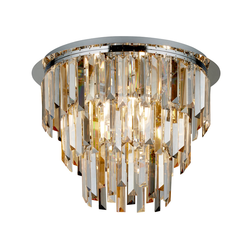 Searchlight  1225-5CC Clarissa 5Lt Flush - Chrome & Clear, Smoked & Amber Glass