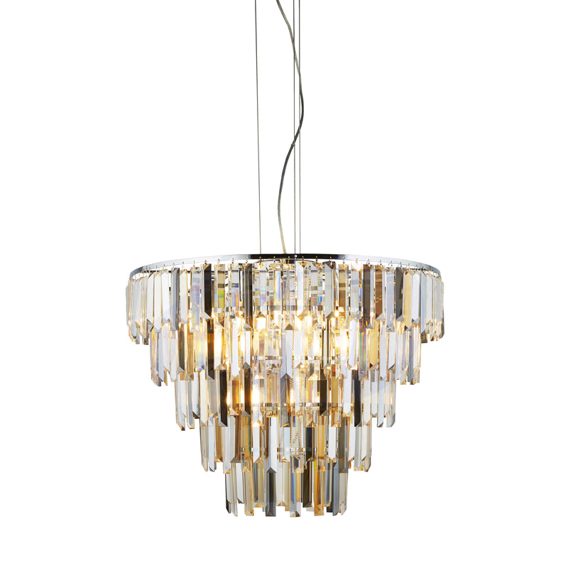 Searchlight  1229-9CC Clarissa 9Lt Pendant - Chrome & Clear, Smoked & Amber Glass