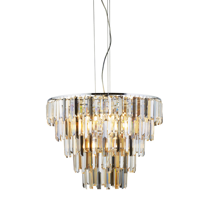 Searchlight 1229-9CC Clarissa 9Lt Pendant - Chrome & Clear, Smoked & Amber Glass - Bonus Superstore