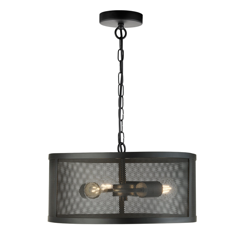 Searchlight  12483-3BK Fishnet  3Lt Pendant - Matt Black Metal & Mesh Shade