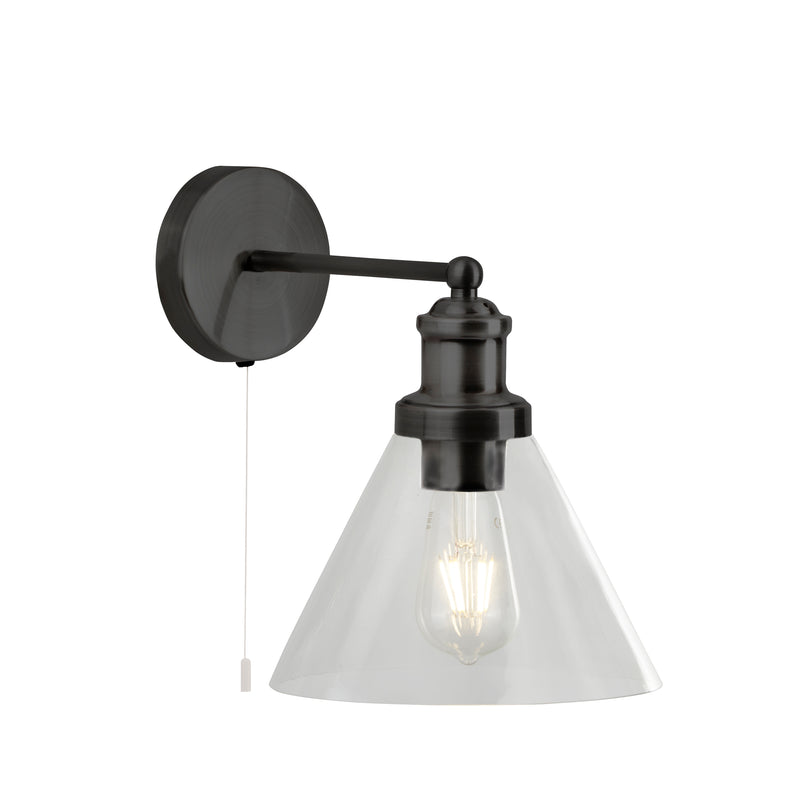 Searchlight  1277BK Pyramid Wall Light  - Black Metal & Glass