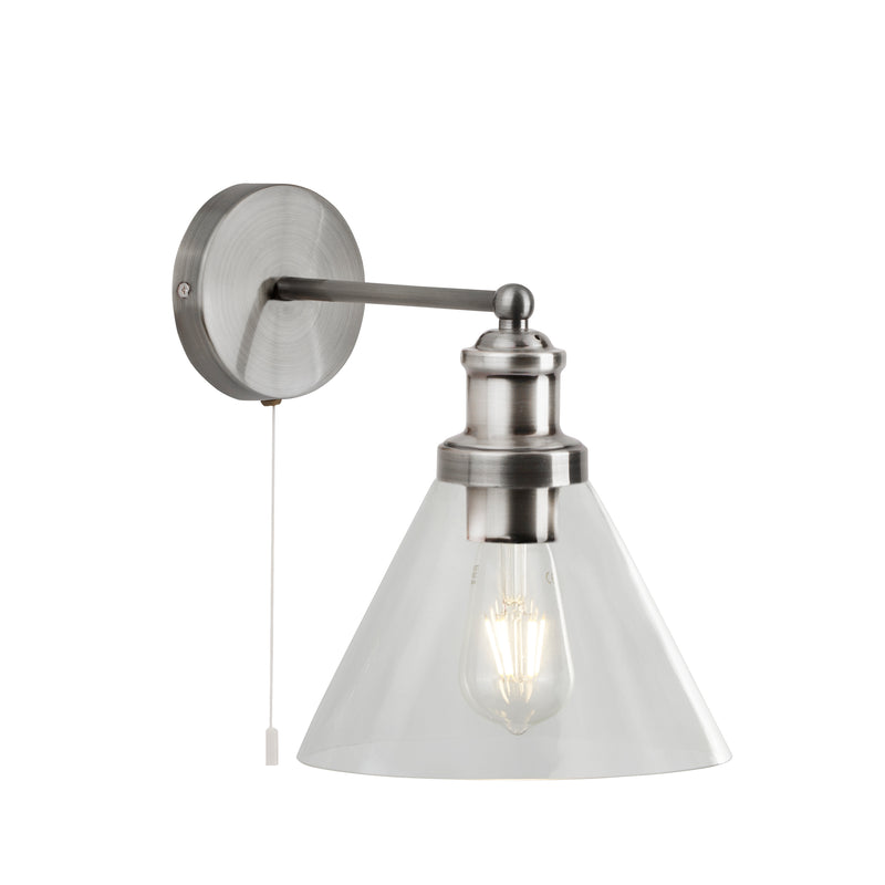 Searchlight  1277SS Pyramid Wall Light - Satin Silver & Glass Shades