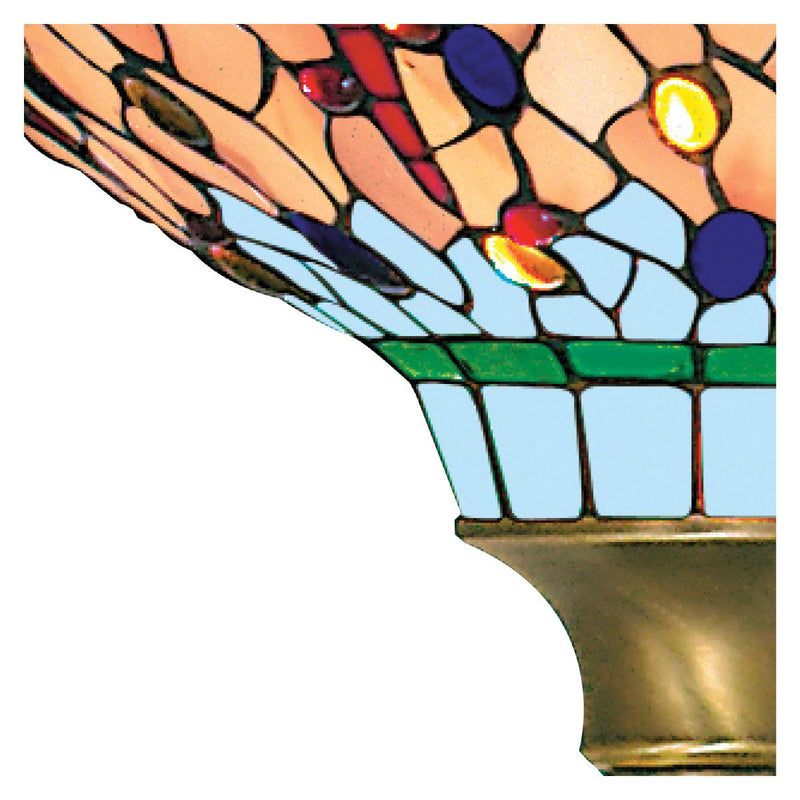 Searchlight  1285 Dragonfly Floor Lamp - Antique Brass & Stained Glass