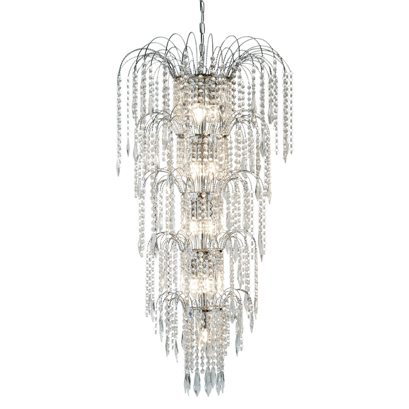 Searchlight  1313-13CC Waterfall 13Lt Chandelier  - Chrome Metal & Crystal