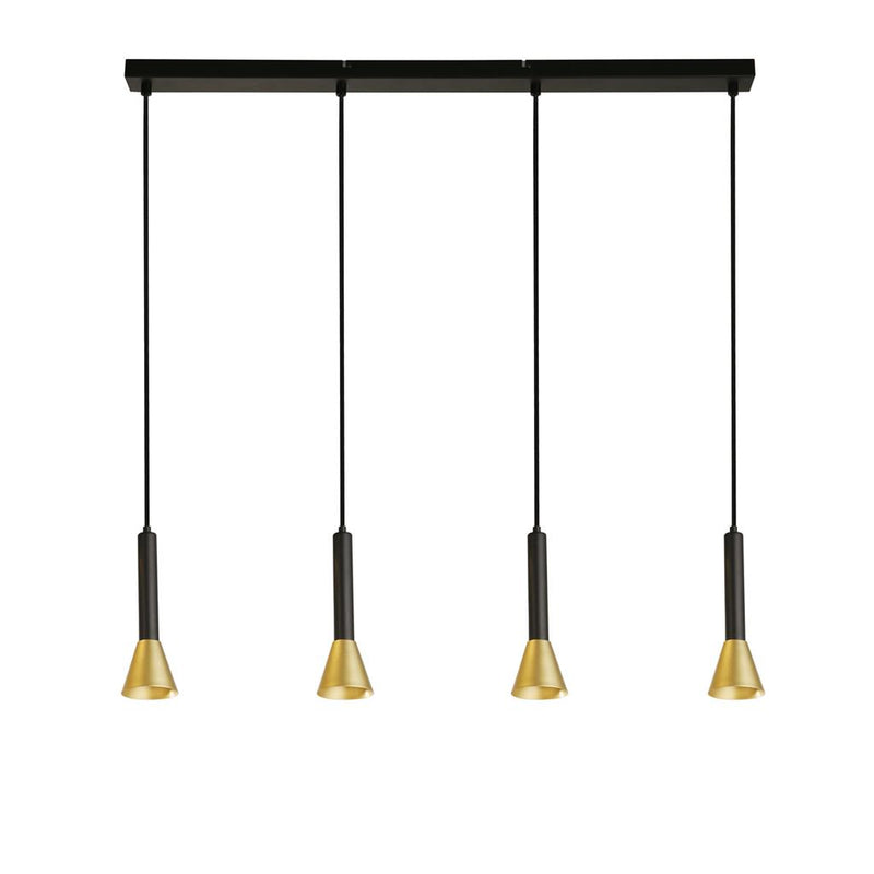 Searchlight  13611-4BGO Signal 4Lt Bar Pendant - Black & Gold Metal