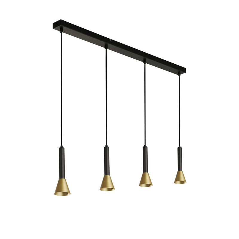 Searchlight  13611-4BGO Signal 4Lt Bar Pendant - Black & Gold Metal
