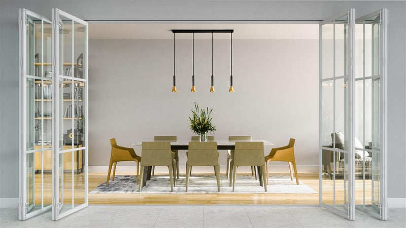 Searchlight  13611-4BGO Signal 4Lt Bar Pendant - Black & Gold Metal