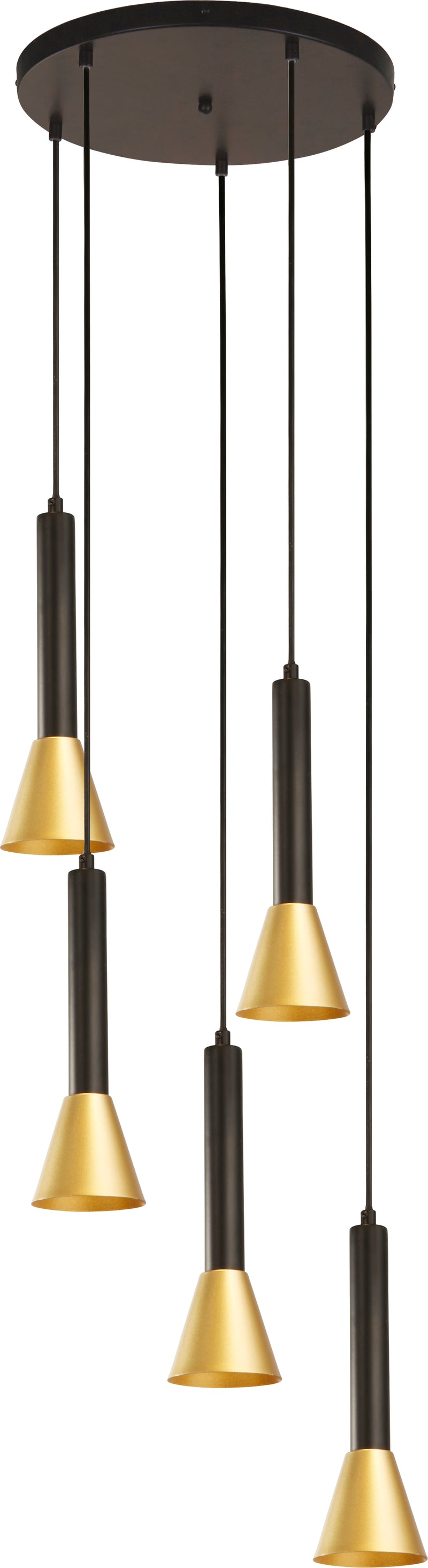 Searchlight  13611-5BGO Signal 5Lt Multi-Drop Pendant - Black & Gold Metal