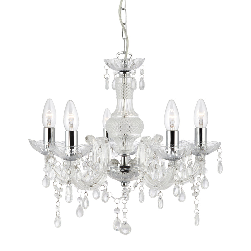 Searchlight  1455-5CL Marie Therese  5Lt Pendant - Clear Glass & Acrylic