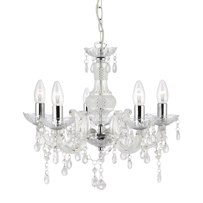 Searchlight 1455-5CL Marie Therese  5Lt Pendant - Clear Glass & Acrylic