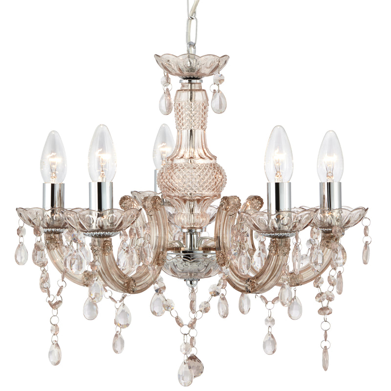 Searchlight  1455-5MI Marie Therese  5Lt Pendant - Mink Glass & Acrylic